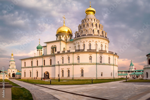 Istra, Russia. Famous New Jerusalem monastery at sunset.
