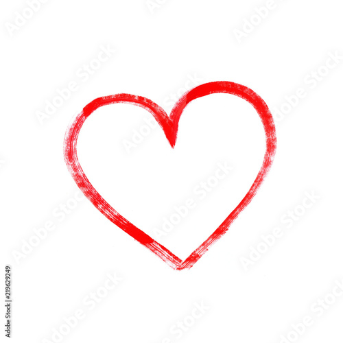 Red heart isolated on white background. Watercolor heart. Love.