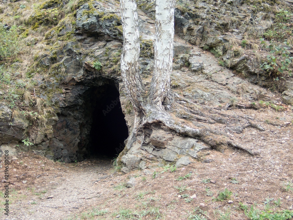 entrance to a cave in divoka sarka in prague