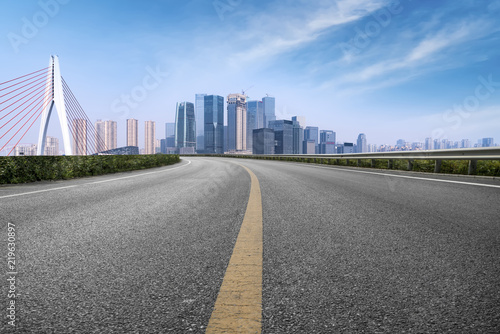 Road surface and skyline of Chongqing urban construction