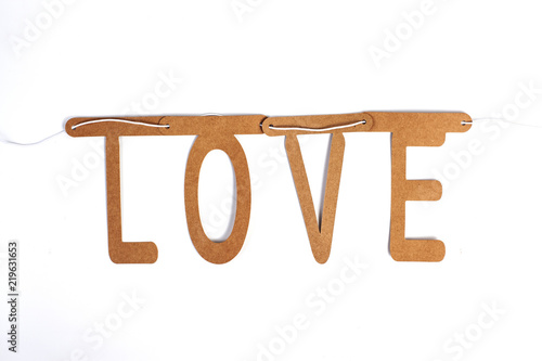 love word construction with letter blocks.