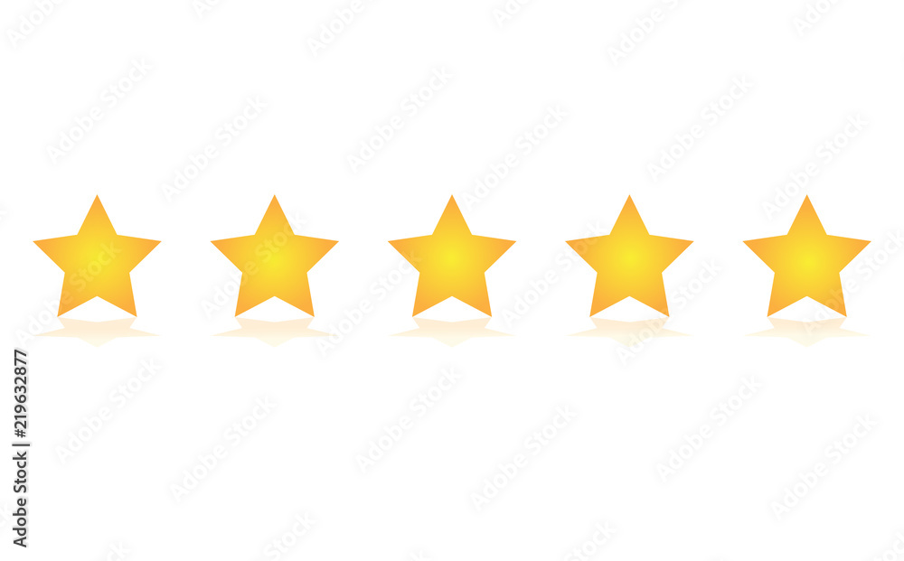 Five gold stars customer product rating review flat icon for apps and websites Five gold stars customer product rating review flat icon for apps and websites