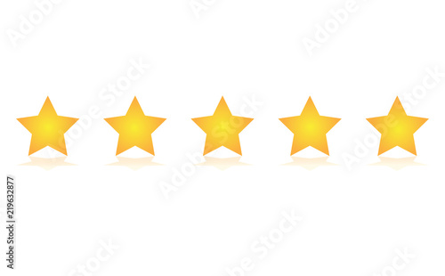 Five gold stars customer product rating review flat icon for apps and websites 