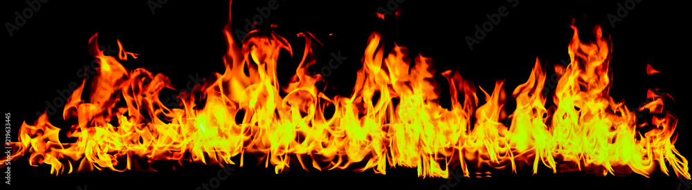 Fire flames on black background Fire flames on black background