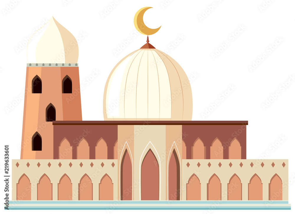 A beautiful white mosque on white background A beautiful white mosque on white background