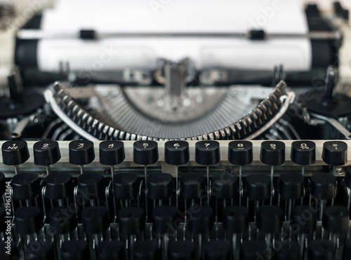 Vintage Typewriter Close-up. Journalism Blogger News Concept