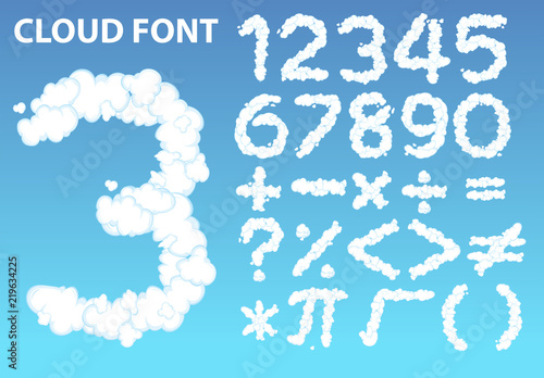 Cloud number font and math icon