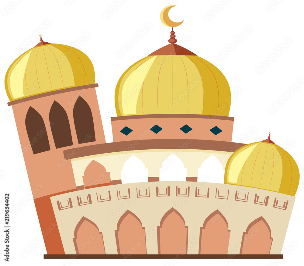 A beautiful mosque on white background