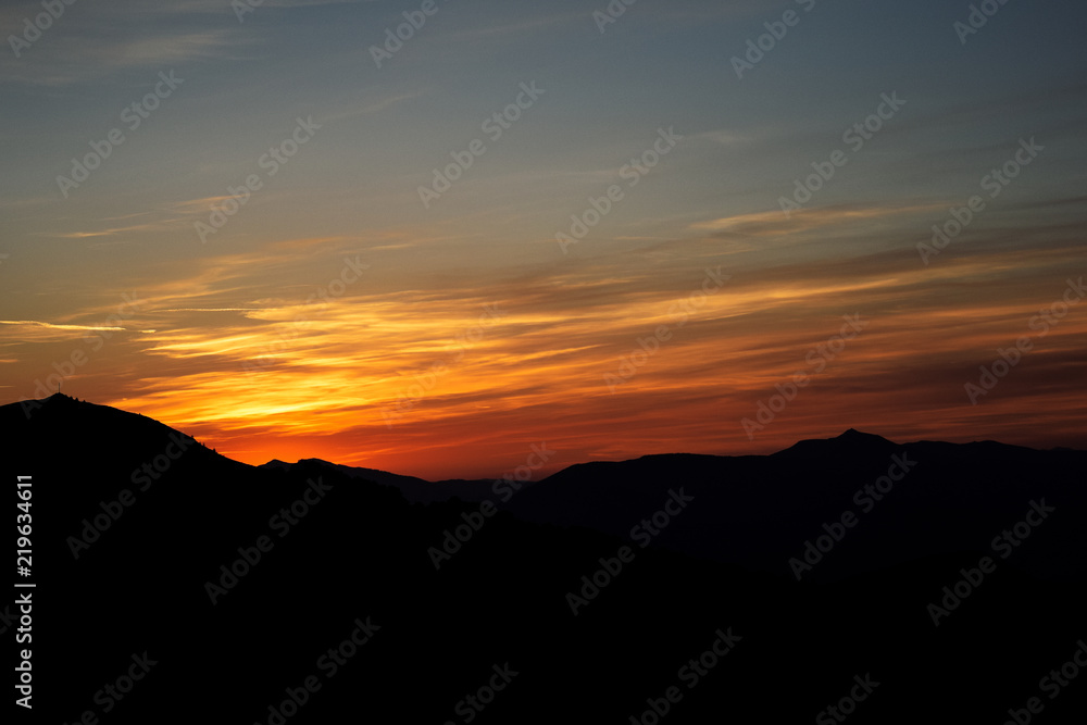 Sunset in mountains