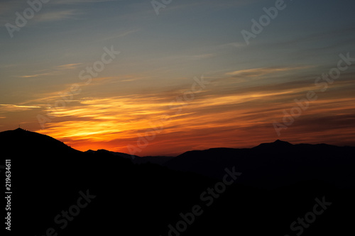 Sunset in mountains