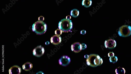 Soap Bubbles Isolated on Black Background