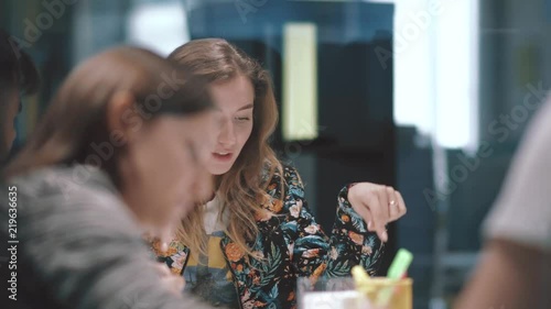 The creative team is discussing a new project. Hot discussions.