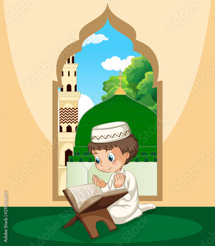 A muslim boy study qur'an