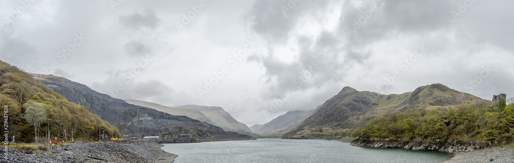 View over Llyn Peris to Snowdonia from Llanberis - Wales