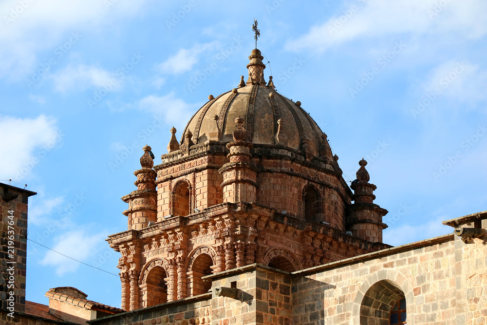 Impressive Bell Tower of Santo Domingo Church Built on the Structure of Coricancha Temple, Cusco, Peru, South America 