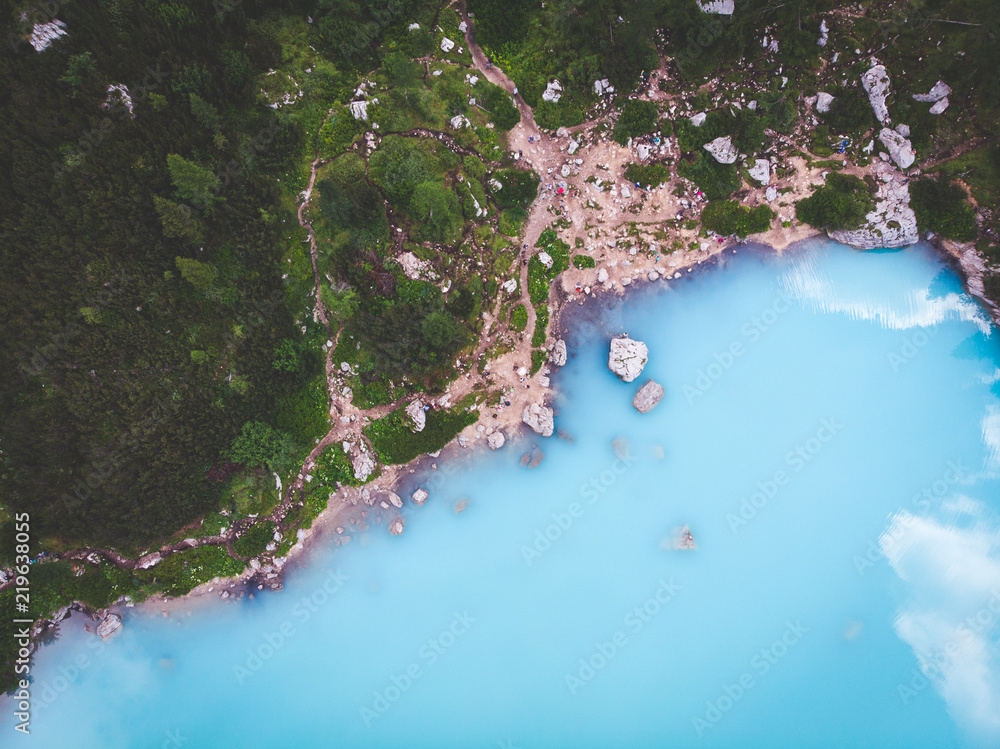 lago di sorapis visto dal drone Stock Photo | Adobe Stock