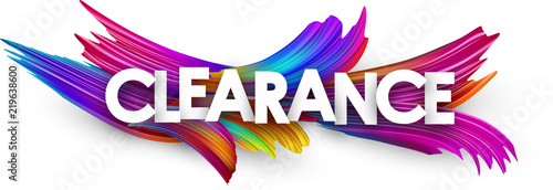 Clearance paper poster with colorful brush strokes.