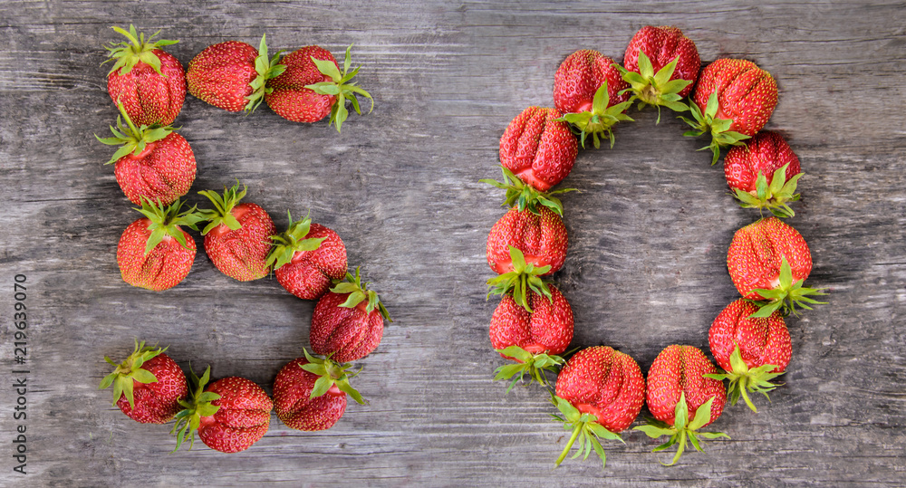 Number 50 of strawberries Number 50 of strawberries