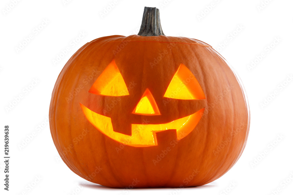 Halloween Pumpkin on white - obrazy, fototapety, plakaty 