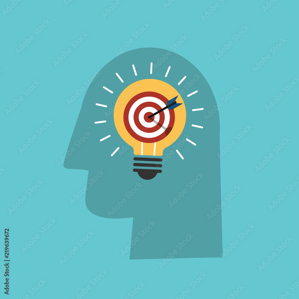 Head idea icon. New idea concept with light bulb vector Head idea icon. New idea concept with light bulb vector