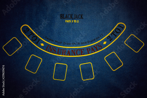 Obraz na płótnie Black Jack gambling table. Blue background.