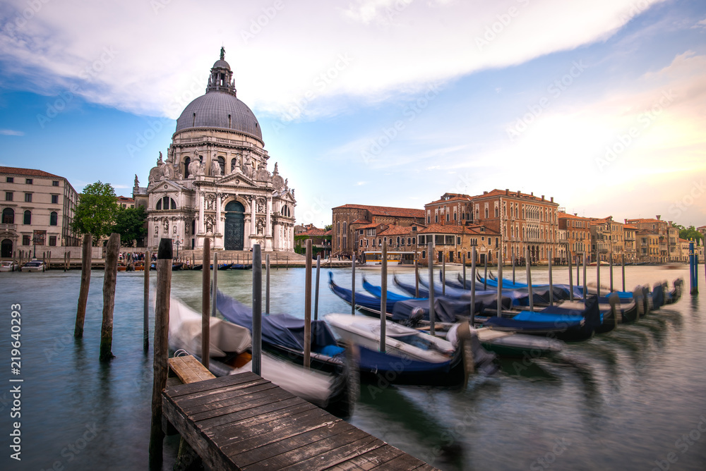 Santa Maria della Salute with gondolas in Venice