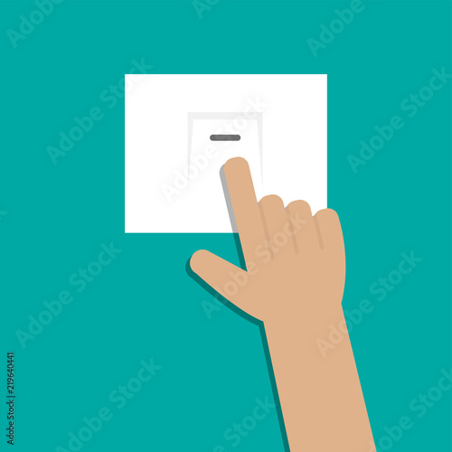 Hand pressing electronic switch vector