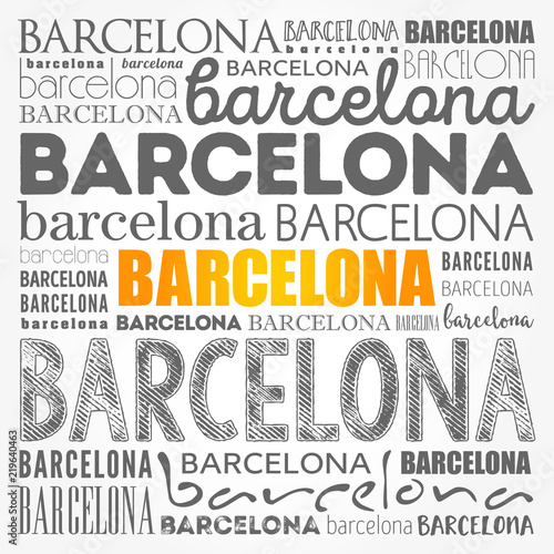 Barcelona wallpaper word cloud, travel concept background