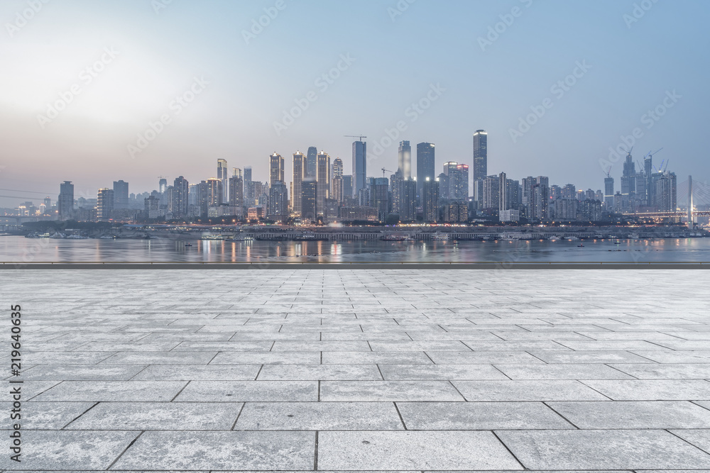 The skyline of Chongqing's urban skyline with an empty square floor. The skyline of Chongqing's urban skyline with an empty square floor.