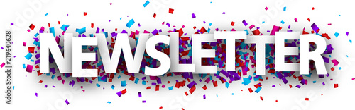 Slika na platnu Newsletter banner with colorful confetti.