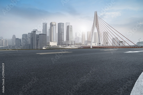 Road surface and skyline of Chongqing urban construction