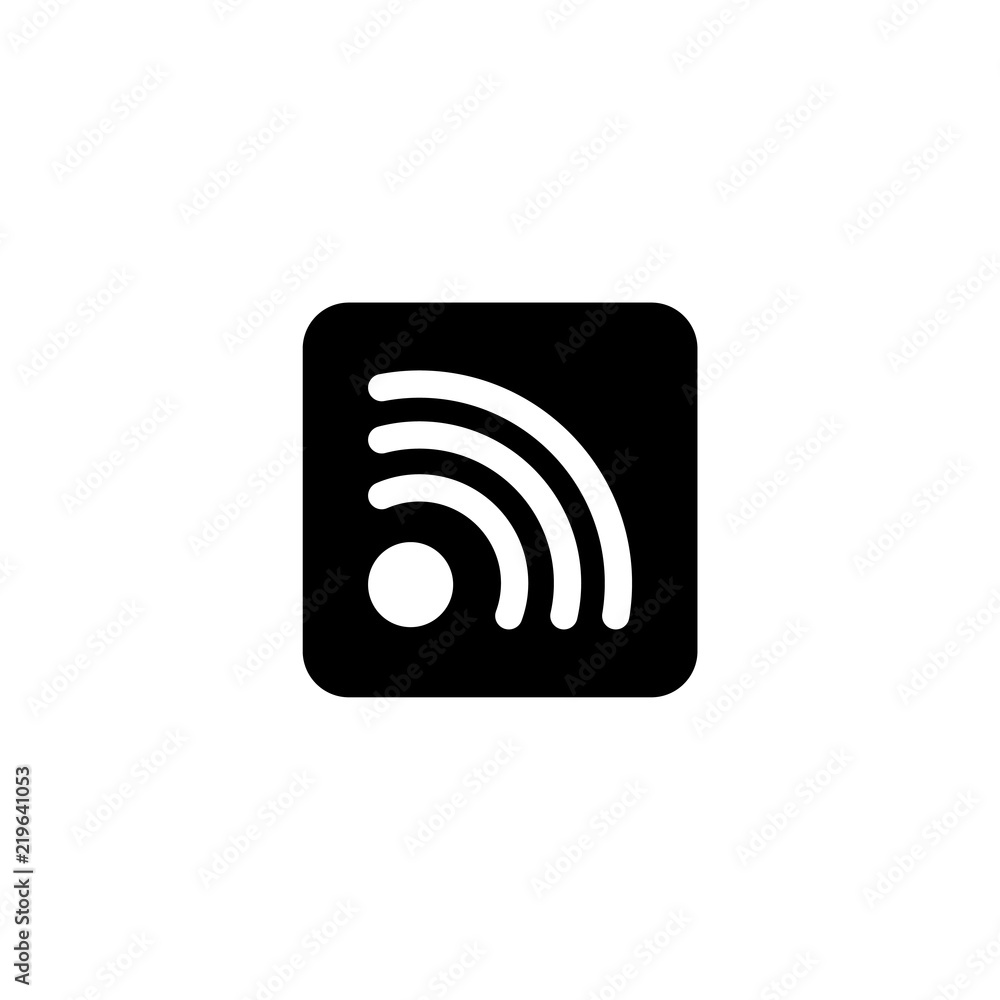 Wireless Internet WiFi, Social RSS. Flat Vector Icon illustration. Simple black symbol on white background. Wireless Internet WiFi, Social RSS sign design template for web and mobile UI element Wireless Internet WiFi, Social RSS. Flat Vector Icon illustration. Simple black symbol on white background. Wireless Internet WiFi, Social RSS sign design template for web and mobile UI element