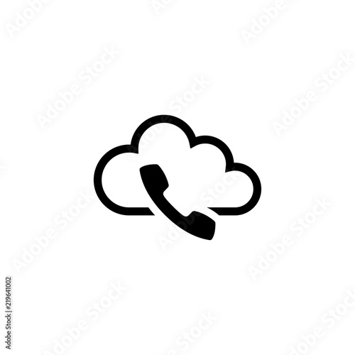 Voip, IP Telephony. Flat Vector Icon illustration. Simple black symbol on white background. Voip, IP Telephony sign design template for web and mobile UI element