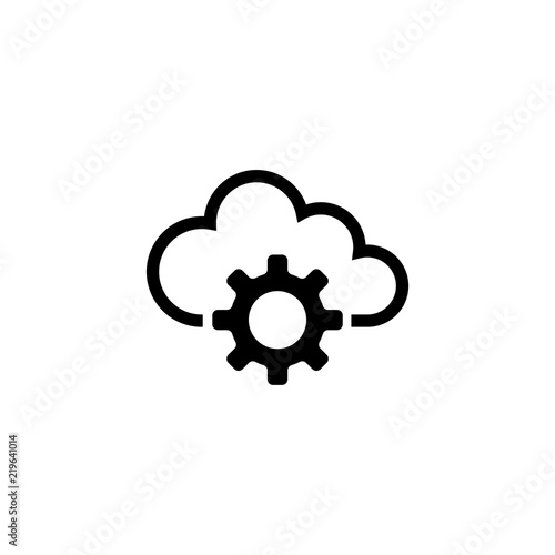 Cloud Storage Settings. Flat Vector Icon illustration. Simple black symbol on white background. Cloud Storage Settings sign design template for web and mobile UI element
