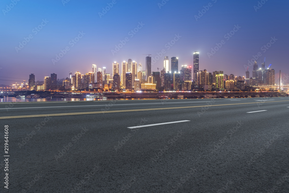 Road surface and skyline of Chongqing urban construction Road surface and skyline of Chongqing urban construction