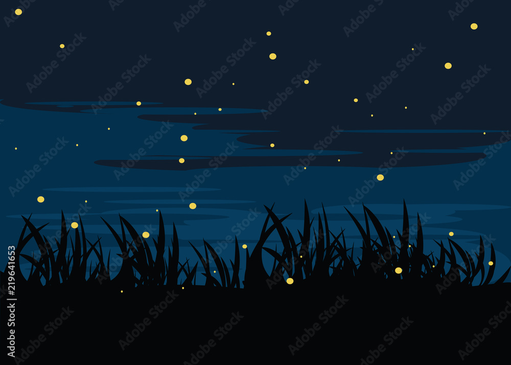 Naklejka premium firefly in lake at nights backgrounds vector illustration 