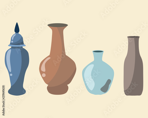 vase set objects vector illustration 