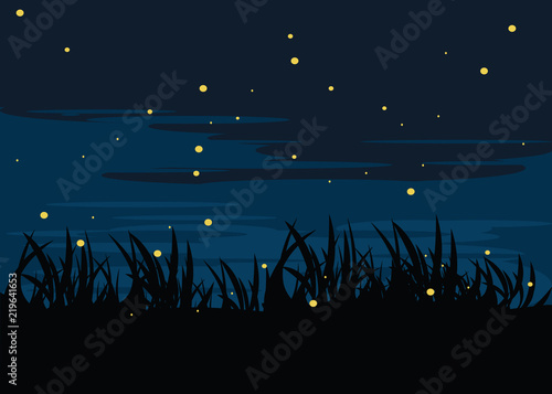 firefly in lake at nights backgrounds vector illustration 