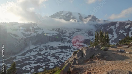 Mt Rainier Motion Push with Sun Lens Flare