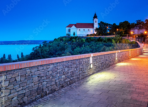 Canvas Print Tihany abbey in blue hour