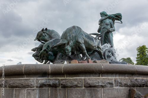 Cityscape of Copenhagen, Denmark. Gefion Fountain.