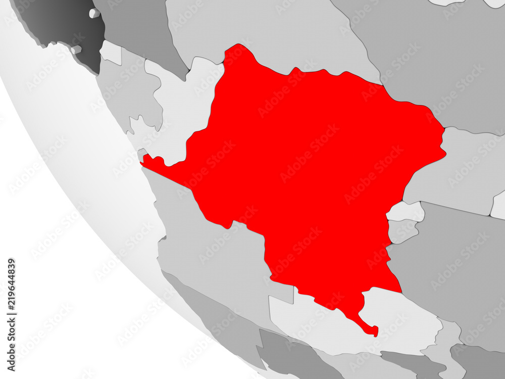 Fototapeta premium Map of Democratic Republic of Congo in red