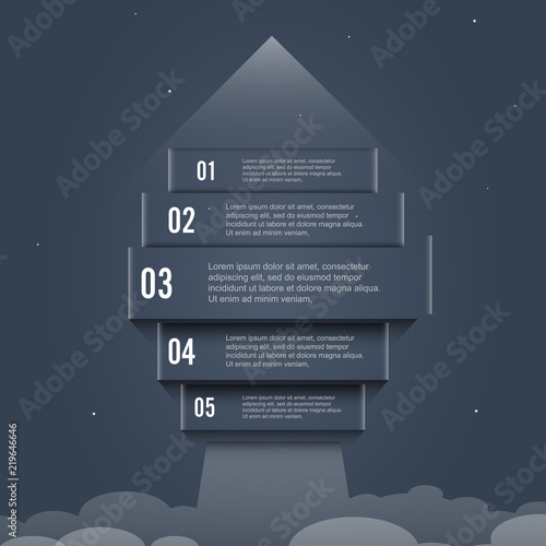 Arrow start up infographic options banner. Business success concept. Can be used for workflow layout, diagram, chart, number and step options, web design. Vector illustration.