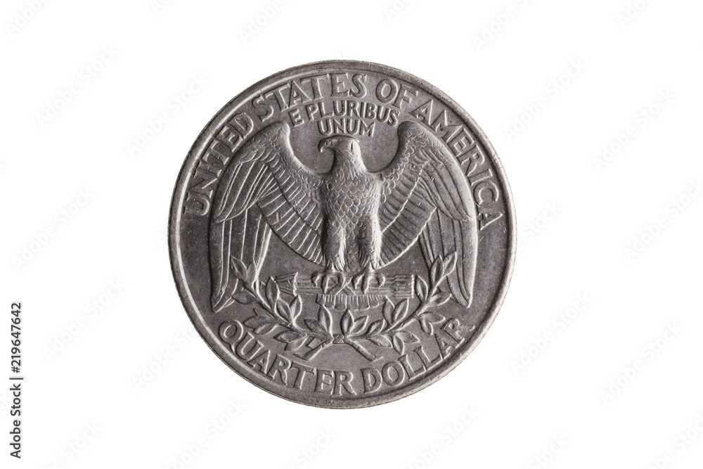 USA quarter dollar nickel coin (25 cents) reverse with a Bald Eagle
