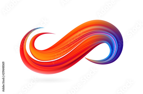 Vector illustration: Colorful brushstroke oil or acrylic paint on white background. Wave Liquid shape. Trendy design.