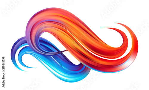 Vector Colorful brushstroke oil or acrylic paint on white background. Wave Liquid shape. Trendy design.