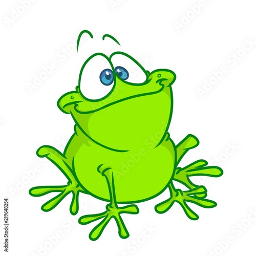 Smiling good green frog cartoon illustration isolated image   