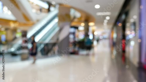 blur scene, people customer walking in modern lifestyle shopping mall