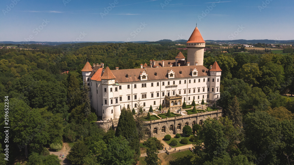 Medieval Konopiste castle or château in Czech Republic - residence of Habsburg imperial family surrounded by the forest