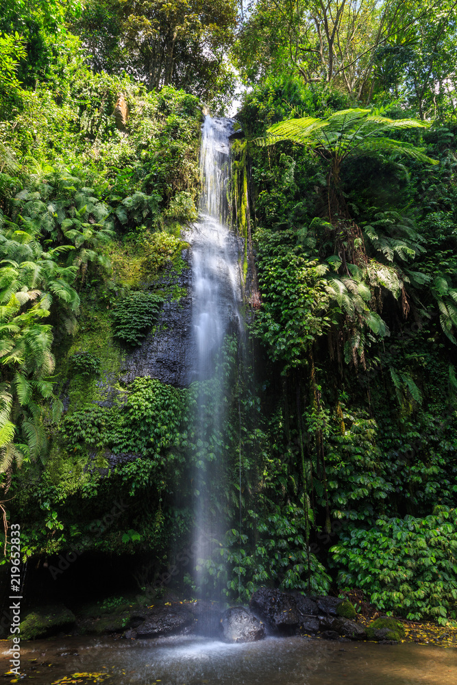 Yarn Nets waterfall on the Indonesian island Lombok Yarn Nets waterfall on the Indonesian island Lombok